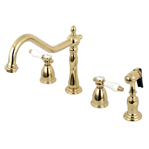 Kingston Brass KB1792BPLBS Bel-Air Widespread Kitchen Faucet, Polished Brass