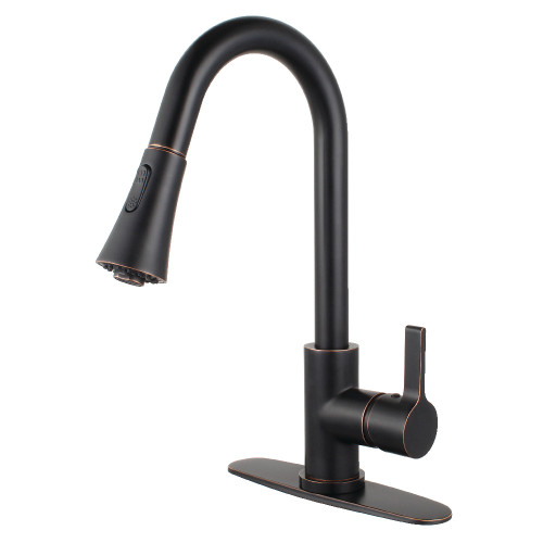 Kingston Brass Gourmetier LS8726CTL Continental Single Handle Pull-Down Kitchen Faucet, Naples Bronze