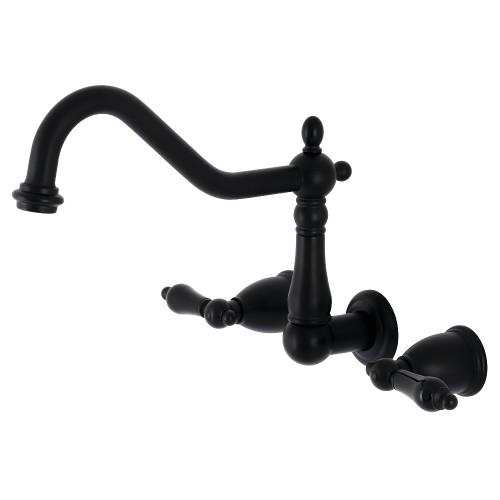 Kingston Brass KS1280PKL Duchess Wall Mount Kitchen Faucet, Matte Black