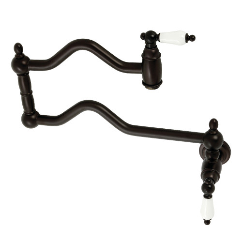 Kingston Brass KS2105PL Heritage Wall Mount Pot Filler, Oil Rubbed Bronze