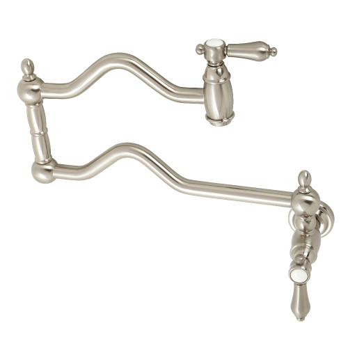 Kingston Brass KS2108BAL Heirloom Wall Mount Pot Filler, Brushed Nickel