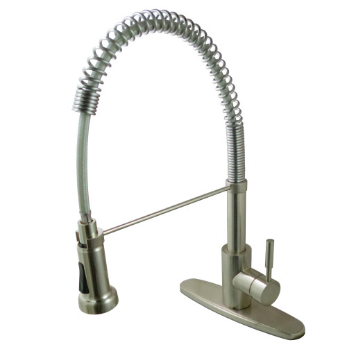Kingston Brass Gourmetier Concord Single Handle Single Handle Spring Spout Pre-Rinse Pull Down Kitchen Faucet, Brushed Nickel - GSY8888DL