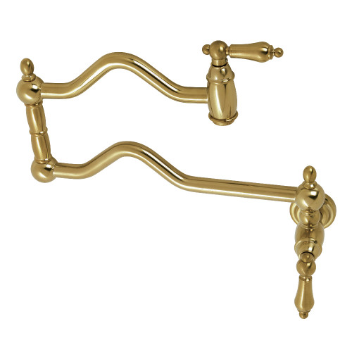 Kingston Brass KS2107AL Heritage Wall Mount Pot Filler, Brushed Brass