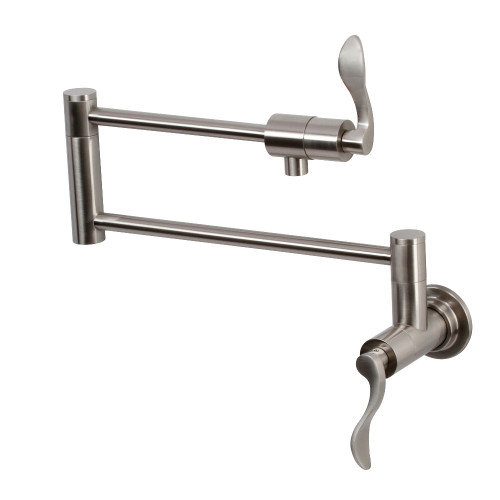 Kingston Brass KS4108DFL NuWave Wall Mount Pot Filler, Brushed Nickel