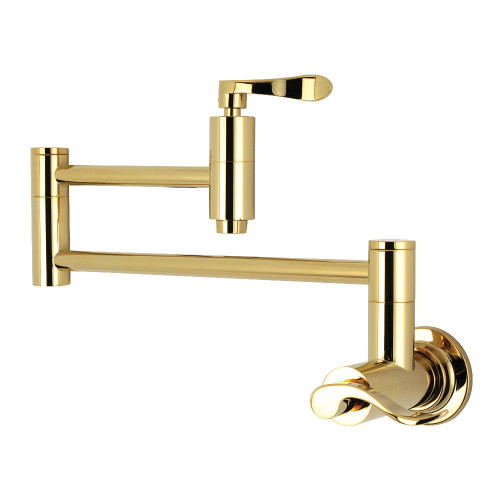 Kingston Brass KS8102DFL Wall Mount Pot Filler Kitchen Faucet, Polished Brass