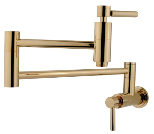 Kingston Brass KS8102DL Concord Wall Mount Pot Filler Kitchen Faucet, Polished Brass