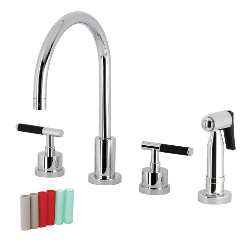 Kingston Brass KS8721CKLBS Kaiser Widespread Kitchen Faucet with Brass Sprayer, Polished Chrome