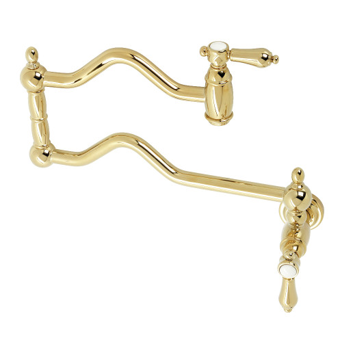 Kingston Brass KS2102BAL Heirloom Wall Mount Pot Filler, Polished Brass