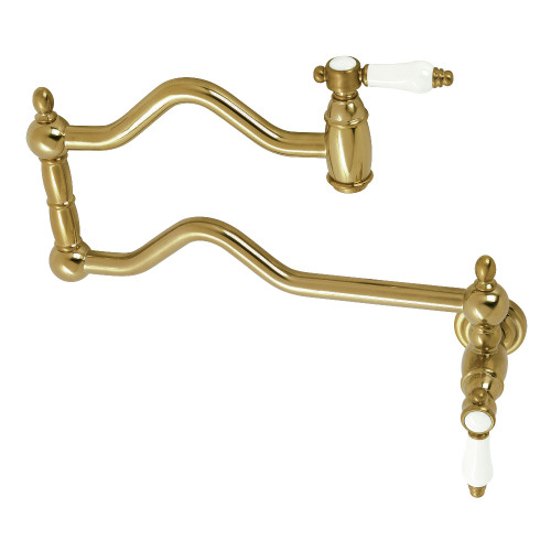 Kingston Brass KS2107BPL Bel Air Wall Mount Pot Filler, Brushed Brass