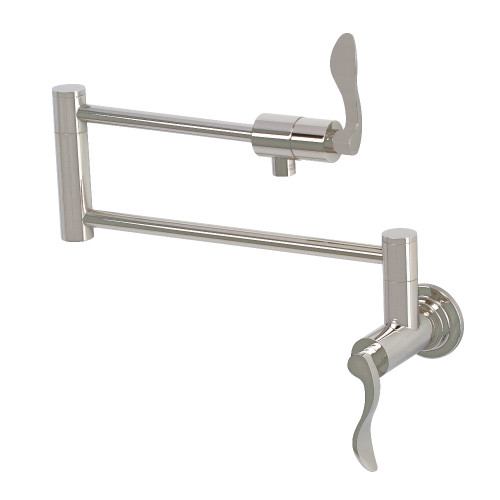 Kingston Brass KS4106DFL NuWave Wall Mount Pot Filler, Polished Nickel