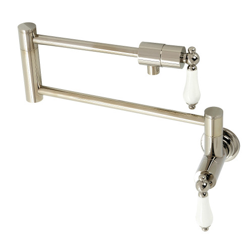 Kingston Brass KS4106PL Metropolitan Wall Mount Pot Filler, Polished Nickel