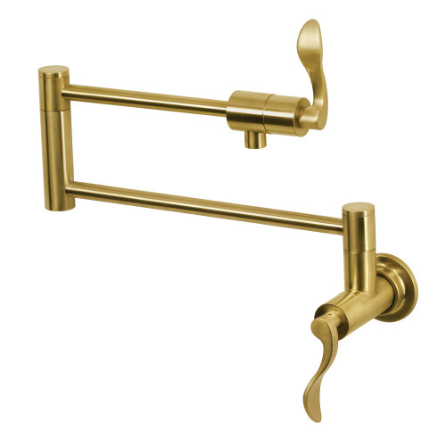 Kingston Brass KS4107DFL NuWave Wall Mount Pot Filler, Brushed Brass