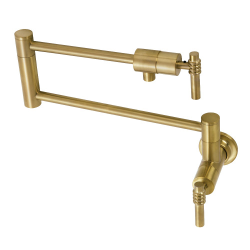 Kingston Brass KS4107ML Milano Wall Mount Pot Filler, Brushed Brass