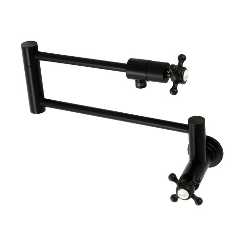 Kingston Brass KS4100BX Metropolitan Wall Mount Pot Filler, Matte Black