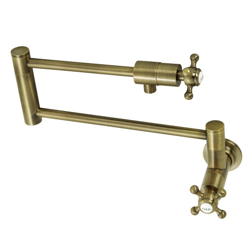 Kingston Brass KS4103BX Metropolitan Wall Mount Pot Filler, Antique Brass