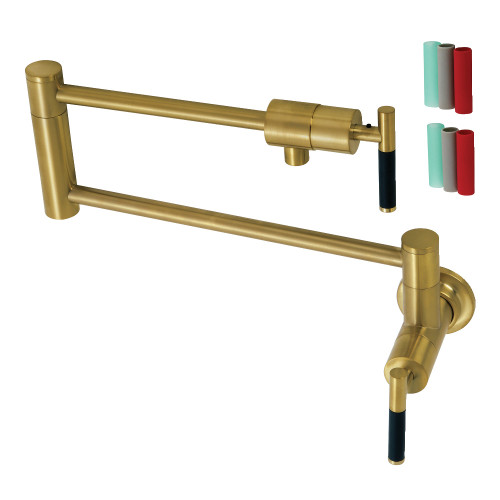 Kingston Brass KS4107CKL Kaiser Wall Mount Pot Filler Faucet, Brushed Brass