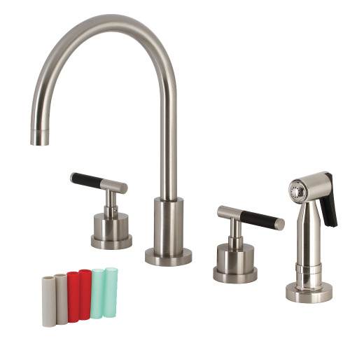 Kingston Brass KS8728CKLBS Kaiser Widespread Kitchen Faucet with Brass Sprayer, Brushed Nickel