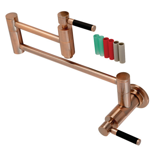 Kingston Brass KS810DKLAC Concord Wall Mount Pot Filler Kitchen Faucet, Antique Copper