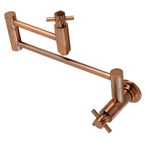 Kingston Brass KS810DXAC Concord Wall Mount Pot Filler Kitchen Faucet, Antique Copper