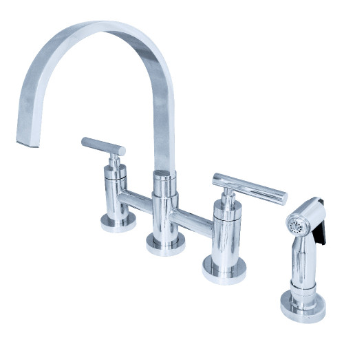 Kingston Brass KS8261CMLBS Manhattan Bridge Kitchen Faucet with Brass Spray, Polished Chrome