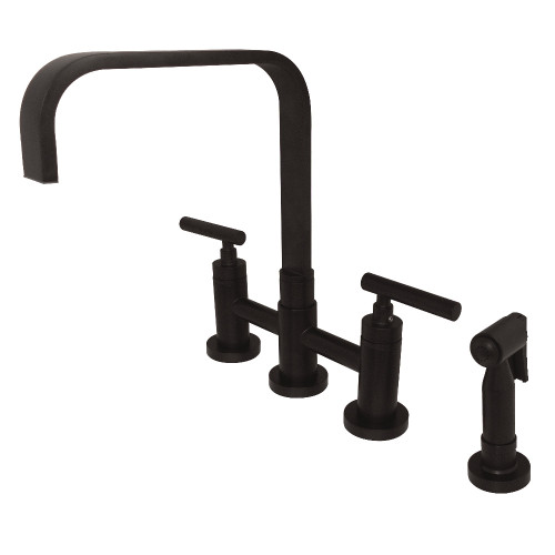 Kingston Brass KS8255CMLBS Manhattan Bridge Kitchen Faucet with Brass Spray, Oil Rubbed Bronze