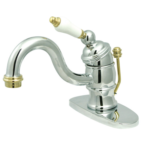 Kingston Brass KB3404PL Victorian 4" Centerset Single Handle Bathroom Faucet, Polished Chrome/Polished Brass
