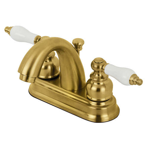 Kingston Brass KB5617PL Restoration 4 in. Centerset Bathroom Faucet, Brushed Brass