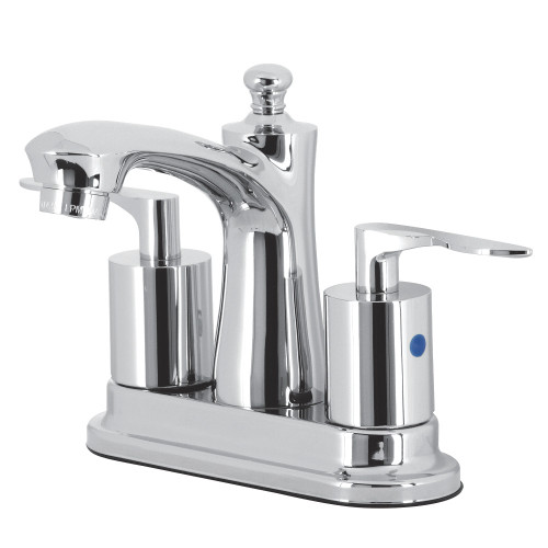 Kingston Brass FB7621SVL Two Handle 3-Hole Deck Mount 4" Centerset Bathroom Faucet with Retail Pop-Up in Polished Chrome