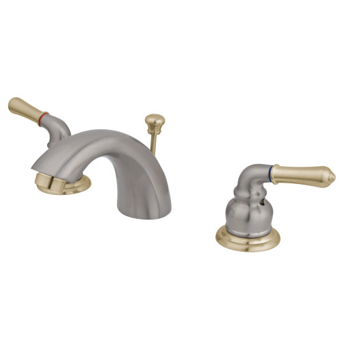 Kingston Brass GKB959 Mini-Widespread Bathroom Faucet, Brushed Nickel/Polished Brass