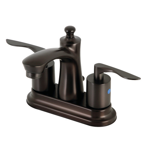 Kingston Brass FB7625SVL Two Handle 3-Hole Deck Mount 4" Centerset Bathroom Faucet with Retail Pop-Up - Oil Rubbed Bronze