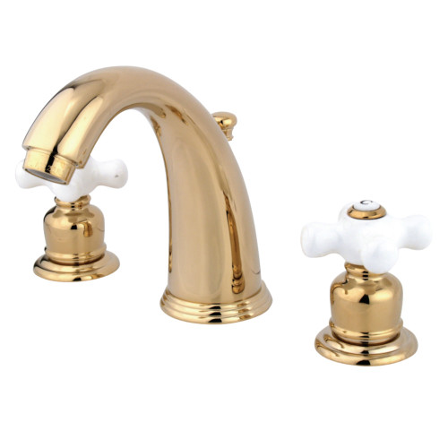 Kingston Brass KB982PX Victorian Two Handle Wall Mount Widespread Bathroom Faucet, Polished Brass