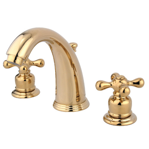 Kingston Brass KB982AX Victorian Two Handle Wall Mount Widespread Bathroom Faucet, Polished Brass