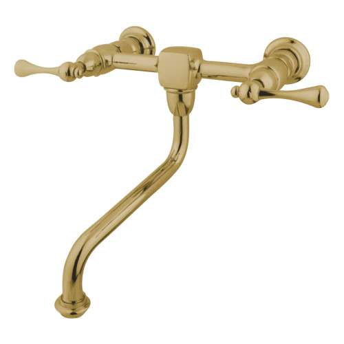 Kingston Brass KS1212BL Two Handle Wall Mount Bathroom Faucet, Polished Brass