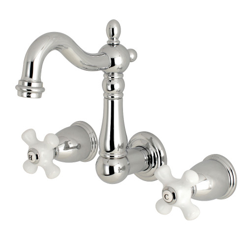 Kingston Brass KS1221PX Heritage Two Handle Wall Mount Bathroom Faucet, Polished Chrome