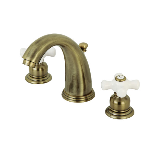 Kingston Brass KB983PXAB Victorian Two Handle Wall Mount Widespread Bathroom Faucet, Antique Brass