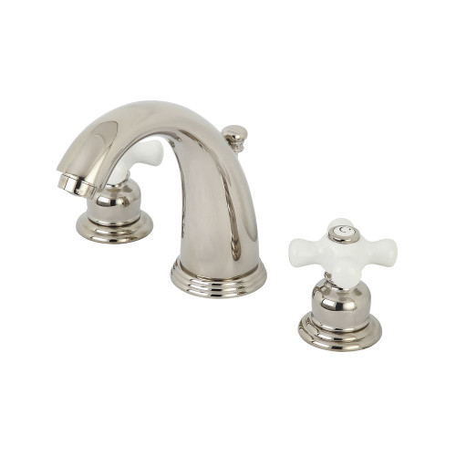 Kingston Brass KB986PXPN Victorian Two Handle Wall Mount Widespread Bathroom Faucet, Polished Nickel