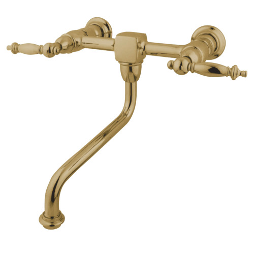 Kingston Brass KS1212TL Heritage Two Handle Wall Mount Bathroom Faucet, Polished Brass