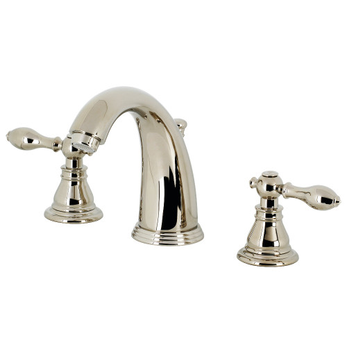 Kingston Brass KB986ACLPN American Classic Widespread Two Handle Bathroom Faucet with Retail Pop-Up, Polished Nickel