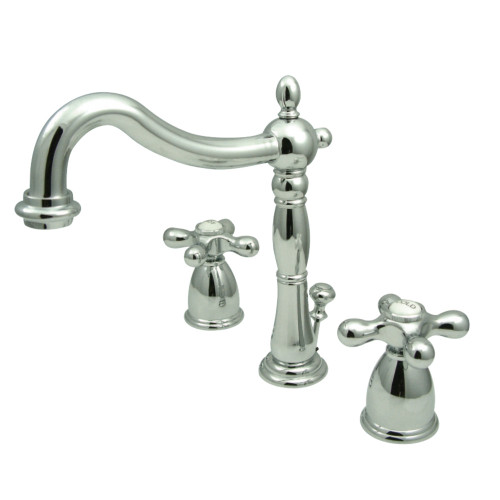 Kingston Brass KB1971AX Heritage Widespread Two Handle Bathroom Faucet with Plastic Pop-Up, Polished Chrome
