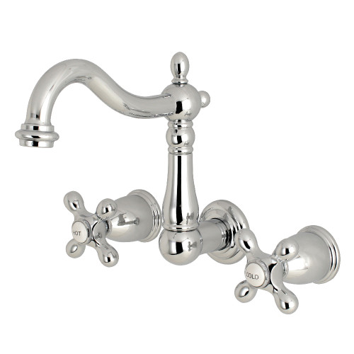 Kingston Brass KS1251AX Two Handle Wall Mount Bathroom Faucet, Polished Chrome