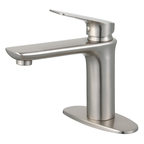 Kingston Brass Fauceture   LS4208CXL Frankfurt Single Handle Bathroom Faucet with Deck Plate and Drain, Brushed Nickel