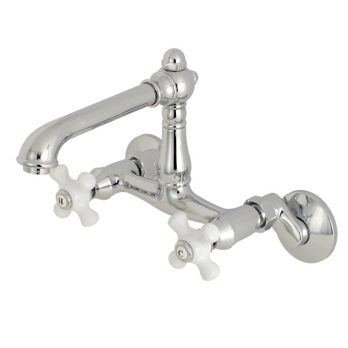 Kingston Brass  English Country 6-Inch Adjustable Center Wall Mount Kitchen Faucet, Polished Chrome - KS7221BL