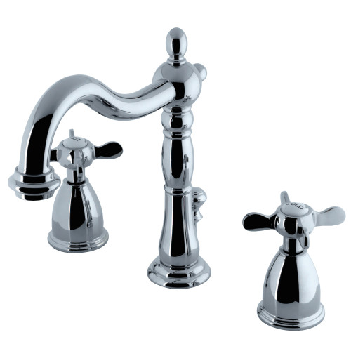 Kingston Brass KB1971BEX Essex Widespread Two Handle Bathroom Faucet with Plastic Pop-Up, Polished Chrome