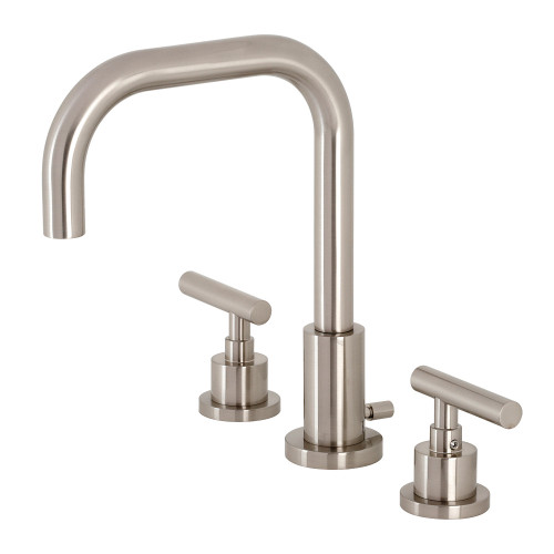 Kingston Brass FSC8938CML Manhattan Widespread Two Handle Bathroom Faucet with Brass Pop-Up, Brushed Nickel