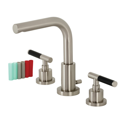 Kingston Brass Fauceture   FSC8958CKL Kaiser Widespread Two Handle Bathroom Faucet with Brass Pop-Up, Brushed Nickel