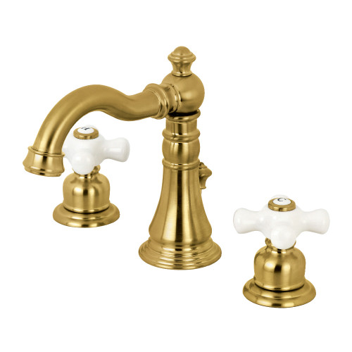 Kingston Brass Fauceture  FSC1973PX American Classic Widespread Two Handle Bathroom Faucet, Brushed Brass