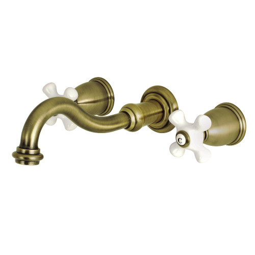 Kingston Brass KS3123PX Vintage Two Handle Wall Mount Bathroom Faucet, Antique Brass