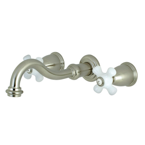 Kingston Brass KS3128PX Vintage Two Handle Wall Mount Bathroom Faucet, Brushed Nickel