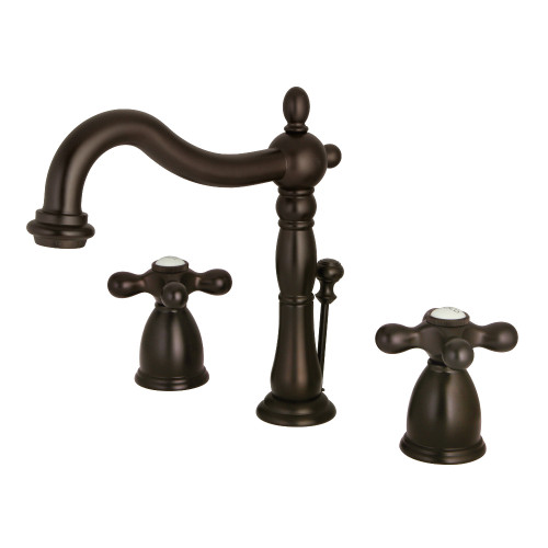 Kingston Brass KB1975AX Heritage Widespread Two Handle Bathroom Faucet with Plastic Pop-Up, Oil Rubbed Bronze