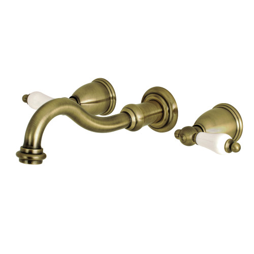 Kingston Brass KS3123PL Vintage Two Handle Wall Mount Bathroom Faucet, Antique Brass